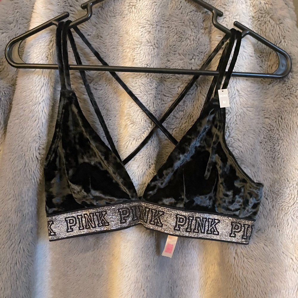 Victoria Secret PINK  black velvet bralette